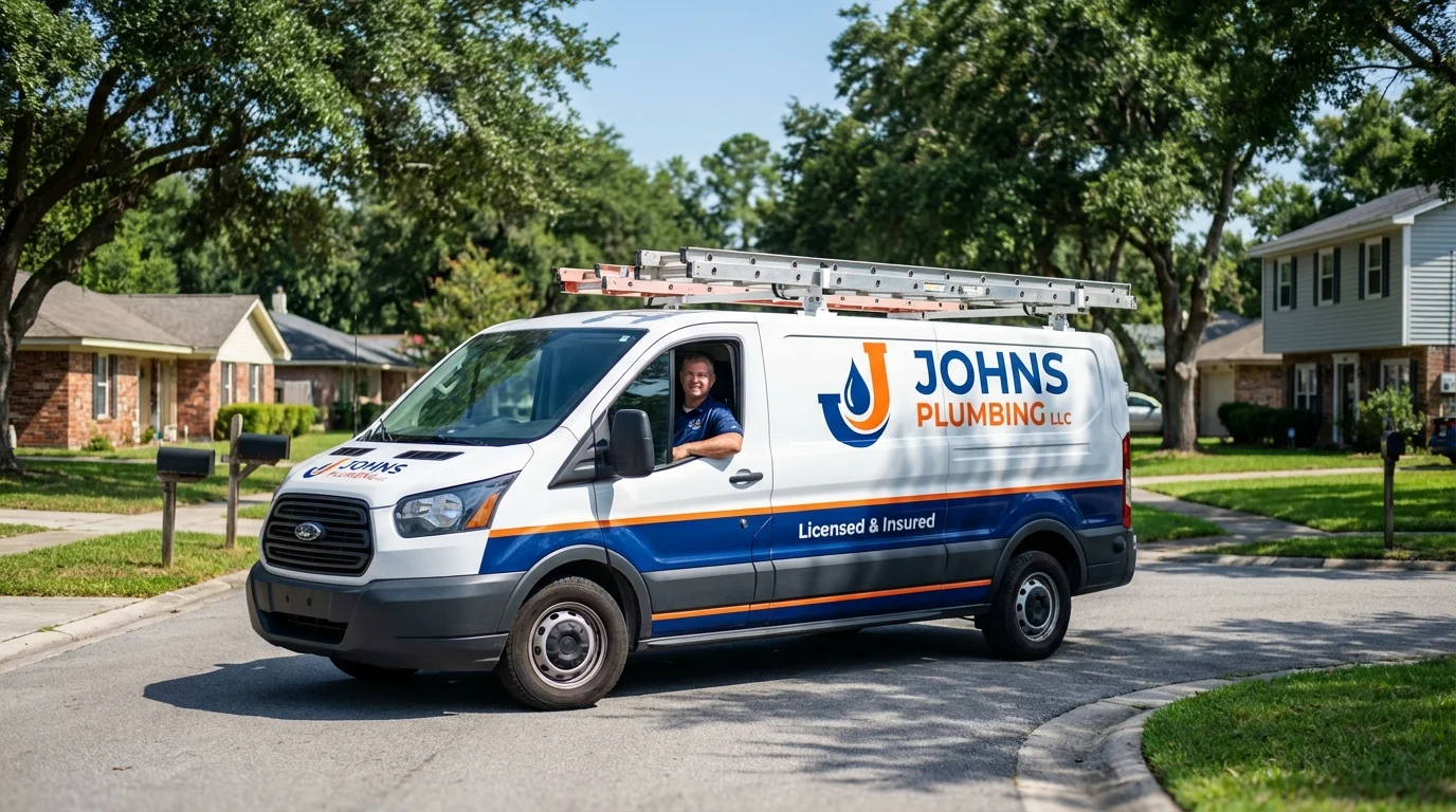 Johns Plumbing LLC service van in Warren, ME