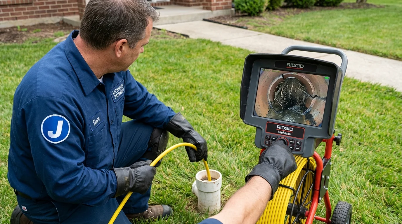 Sewer camera inspection being performed by Johns Plumbing LLC in Warren